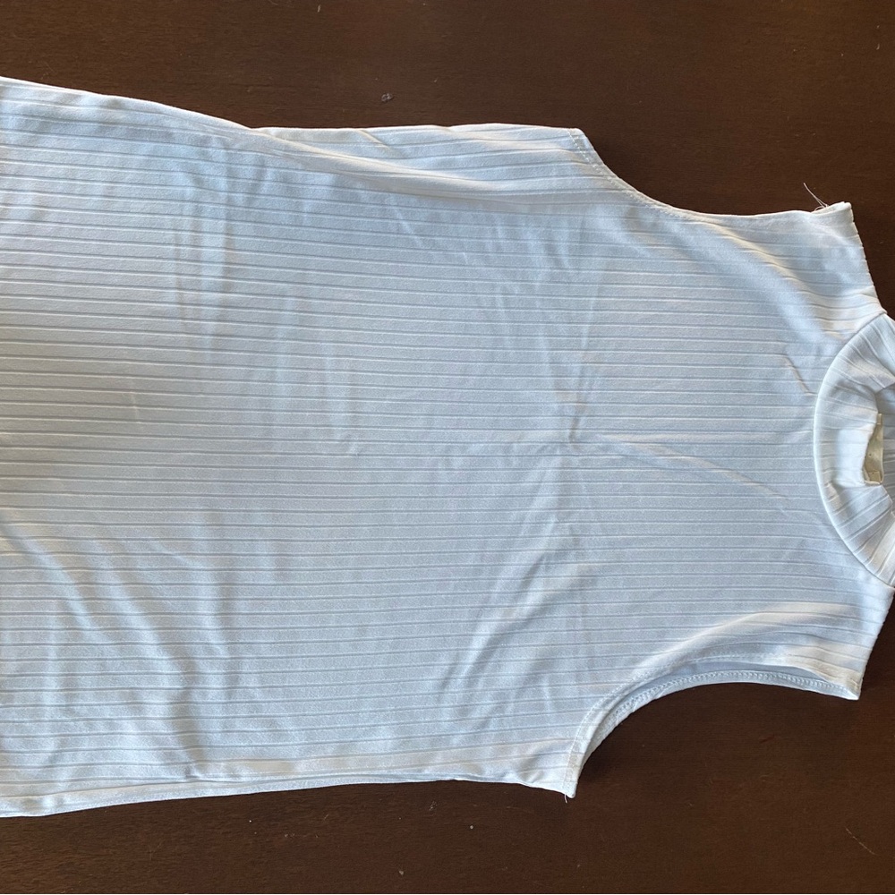Sleeveless White Ribbed Top